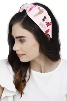 Anekaant Baby Pink & Multi Quirky Velvet  Hair Band