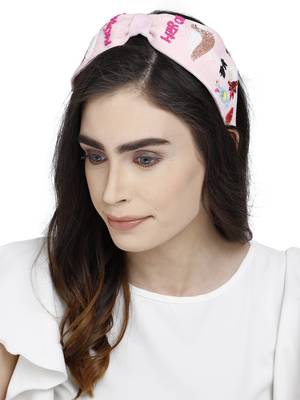 Anekaant Baby Pink & Multi Quirky Velvet  Hair Band 3