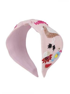 Anekaant Baby Pink & Multi Quirky Velvet  Hair Band 5
