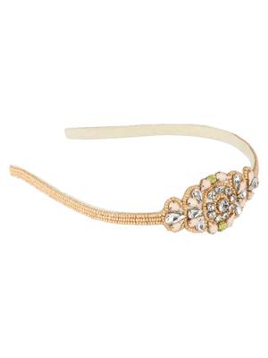 Peach & Multi Embellished Velvet  Hair Band 2