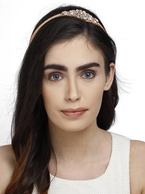 Peach & Multi Embellished Velvet  Hair Band 4