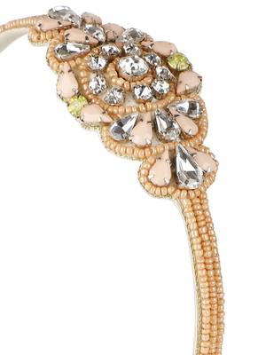 Peach & Multi Embellished Velvet  Hair Band 6