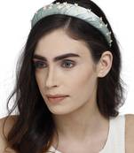 Pastel Green & Peach Floral Synthetic  Hair Band