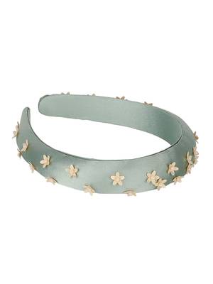 Pastel Green & Peach Floral Synthetic  Hair Band 2