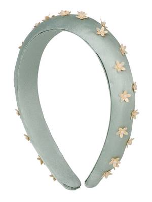 Pastel Green & Peach Floral Synthetic  Hair Band 5