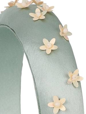 Pastel Green & Peach Floral Synthetic  Hair Band 6