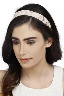 Pastel Pink & Silver Chevron Velvet  Hair Band