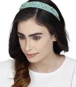 Sea Green & Multi Embellished Velvet  Hair Band