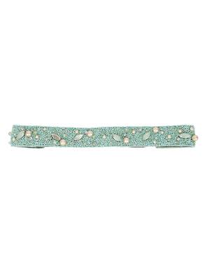 Sea Green & Multi Embellished Velvet  Hair Band 2