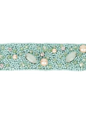 Sea Green & Multi Embellished Velvet  Hair Band 6