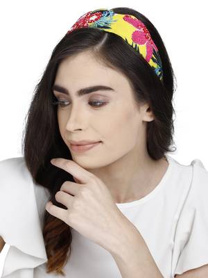Anekaant Yellow & Multi Floral Cotton  Hair Band 1