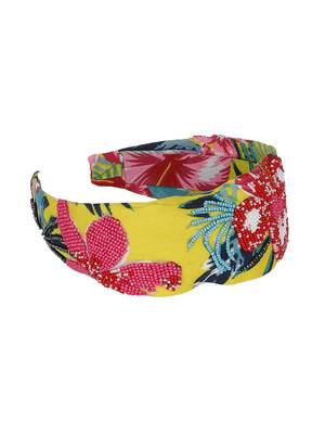 Anekaant Yellow & Multi Floral Cotton  Hair Band 2