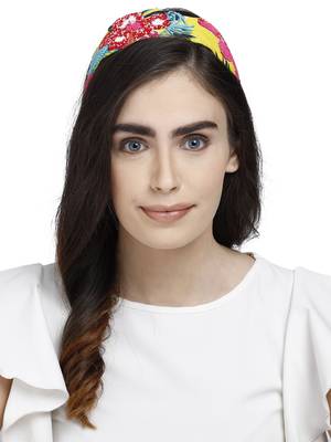 Anekaant Yellow & Multi Floral Cotton  Hair Band 4