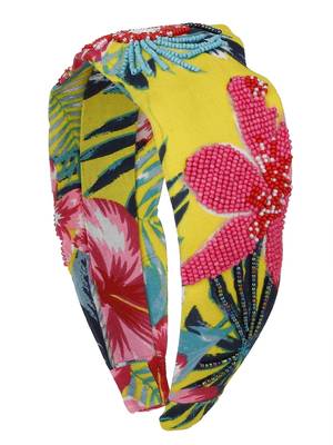 Anekaant Yellow & Multi Floral Cotton  Hair Band 5