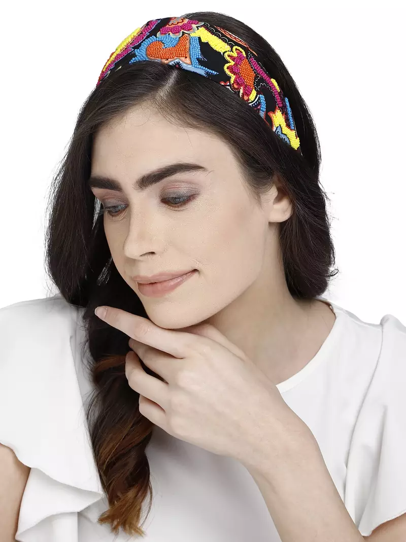 Anekaant Black & Multi Quirky Cotton  Hair Band