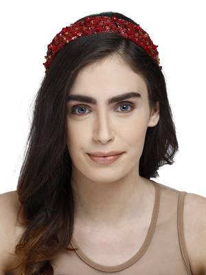 Anekaant Wine & Multi Embellished Synthetic  Hair Band 4