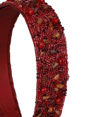 Anekaant Wine & Multi Embellished Synthetic  Hair Band 6