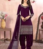 Purple embroidered art silk salwar