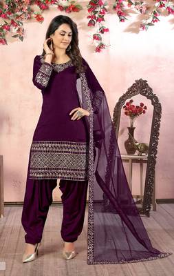 Purple embroidered art silk salwar 2