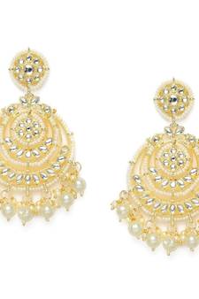 Designer kundan stone bridal dangler pearl stone earrings studs
