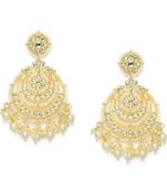 Designer kundan stone bridal dangler pearl stone earrings studs