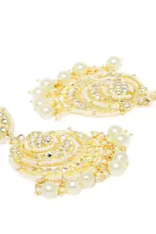 Designer kundan stone bridal dangler pearl stone earrings studs