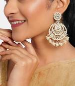 Designer kundan stone bridal dangler pearl stone earrings studs