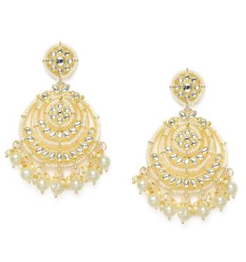 Designer kundan stone bridal dangler pearl stone earrings studs 2