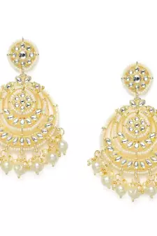 Designer kundan stone bridal dangler pearl stone earrings studs
