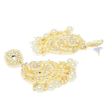 Designer kundan stone bridal dangler pearl stone earrings studs 3