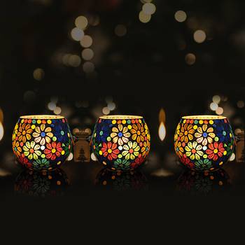 Garden Patio Outdoor Event Party Night Lighting Mosaic Glass Tea Light Candle Holder Votive Light 1
