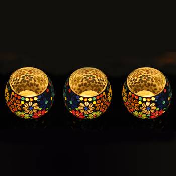 Garden Patio Outdoor Event Party Night Lighting Mosaic Glass Tea Light Candle Holder Votive Light 2