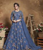 blue net party wear salwar kameez