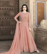 peach georgette festive salwar suits