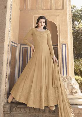 beige georgette festive salwar suits 1