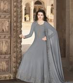 grey georgette festive salwar suits
