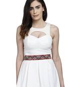 Anekaant Multi & Black Bead Work Geometric Polyester & Velvet Handmade Belt