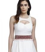 Anekaant Red & White Bead Work Tasselled Polyester Handmade Belt