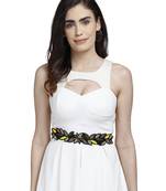 Anekaant Green & Multi Bead Work Botanical Cotton & Canvas Handmade Belt