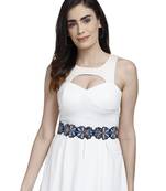 Anekaant Blue & Multi Bead Work Floral Cotton & Canvas Handmade Belt