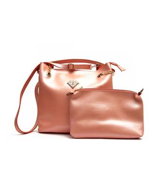 Morus Peach Pu Leather Shoulder Bag For Women 1