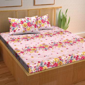 A Unique Home 100% Cotton Printed Double Bedsheet with 2 Pillow Covers 1