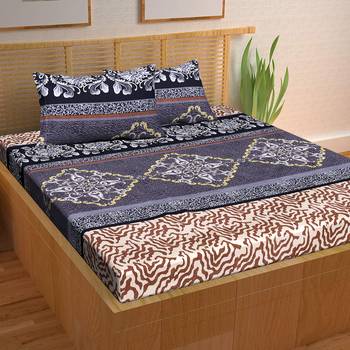A Unique Home 100% Cotton Printed Double Bedsheet with 2 Pillow Covers 1
