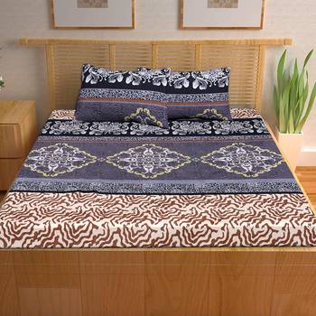 A Unique Home 100% Cotton Printed Double Bedsheet with 2 Pillow Covers 2