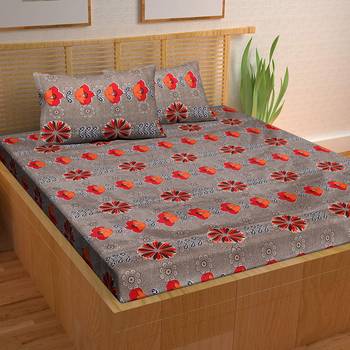 A Unique Home 100% Cotton Printed Double Bedsheet with 2 Pillow Covers 1