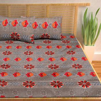 A Unique Home 100% Cotton Printed Double Bedsheet with 2 Pillow Covers 3