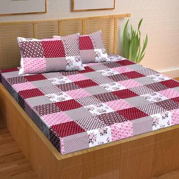 A Unique Home 100% Cotton Printed Double Bedsheet with 2 Pillow Covers 1