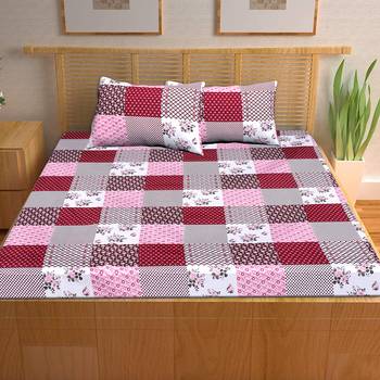 A Unique Home 100% Cotton Printed Double Bedsheet with 2 Pillow Covers 2