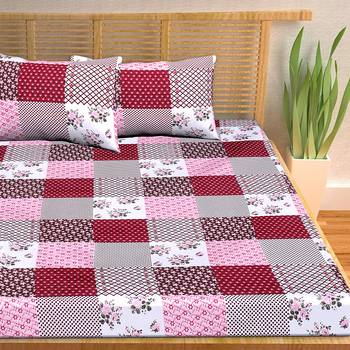 A Unique Home 100% Cotton Printed Double Bedsheet with 2 Pillow Covers 3