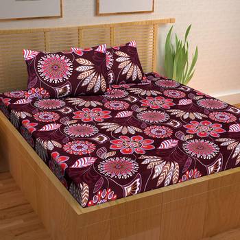 A Unique Home 100% Cotton Printed Double Bedsheet with 2 Pillow Covers 1